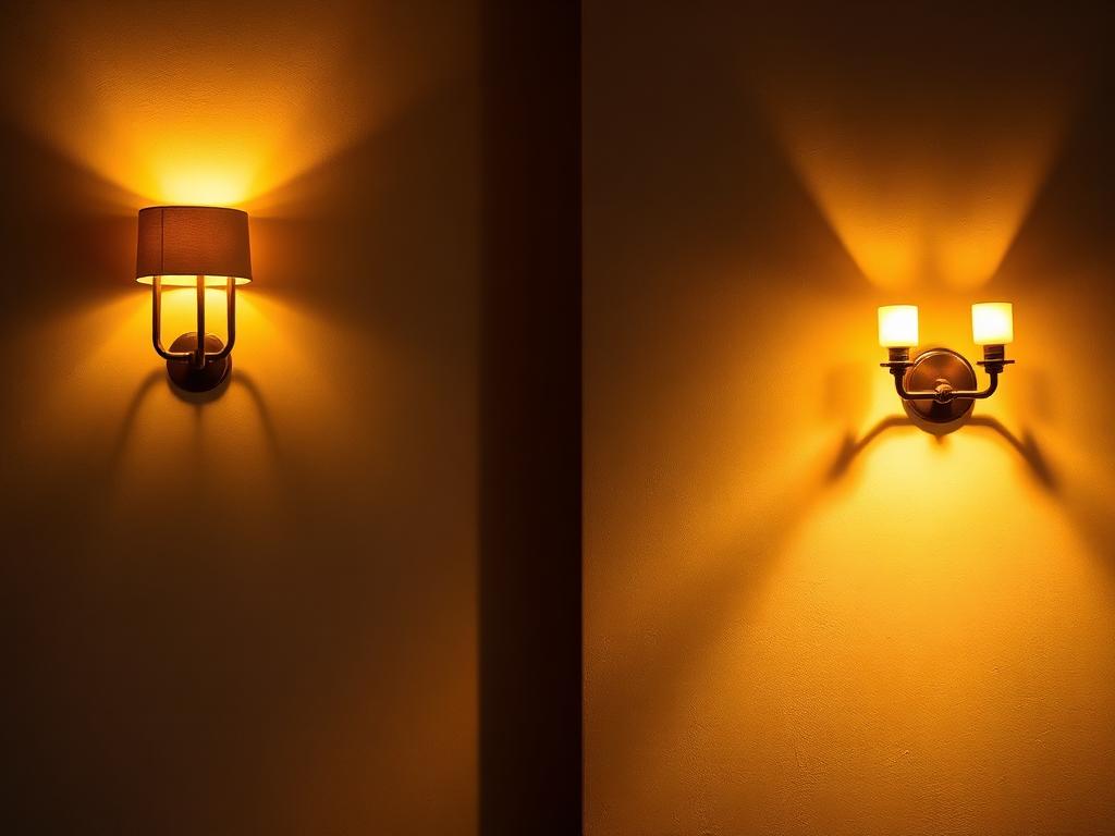 Wall sconces casting warm grazing light on a textured wall